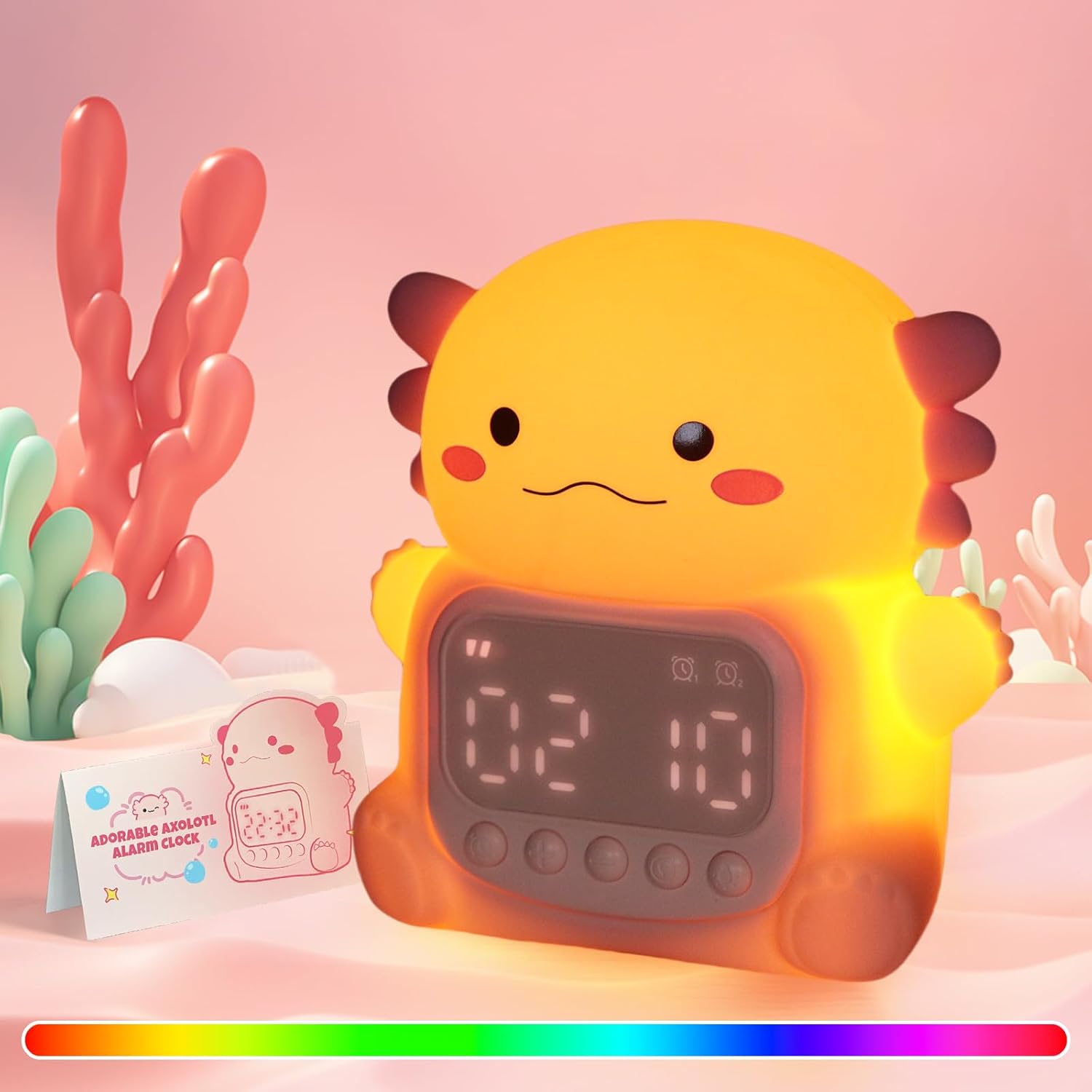 Axolotl Alarm Clock with Night Light for Kids