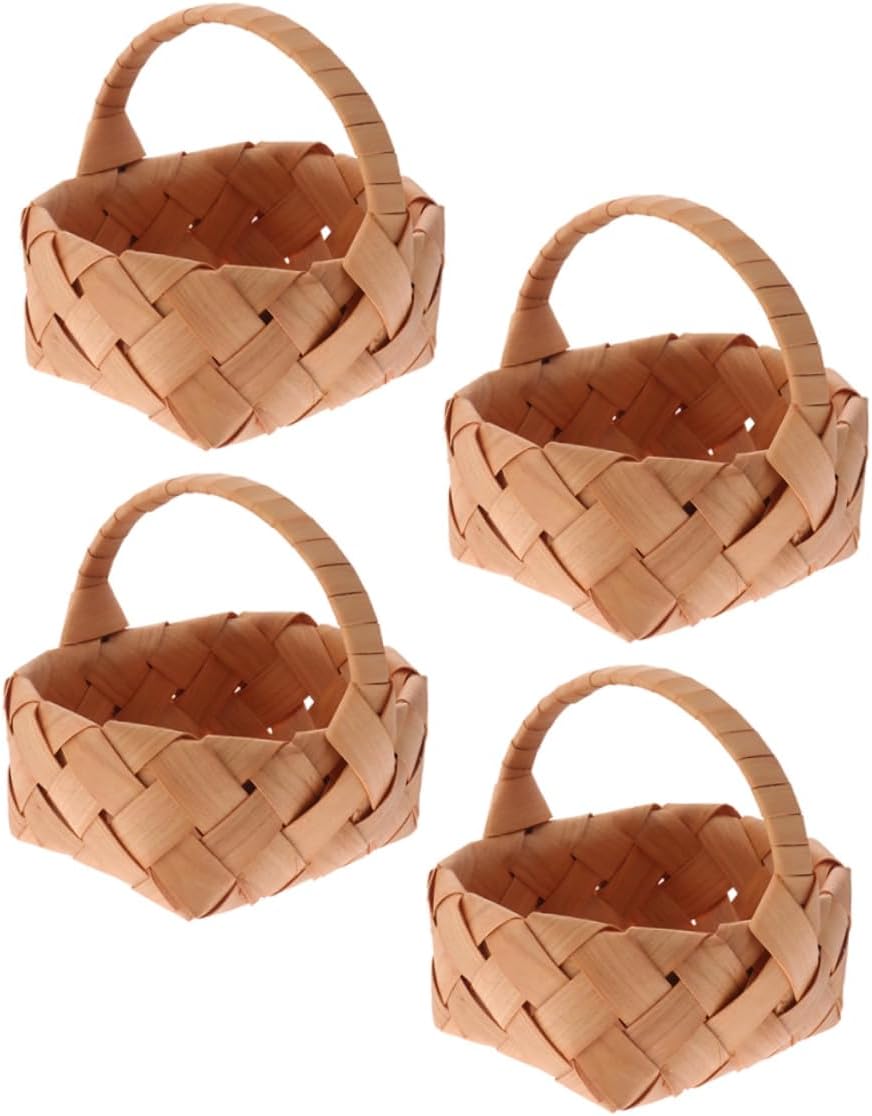Handheld Wedding Bouquet Basket Set 4pcs Mini Wicker Rattan Baskets