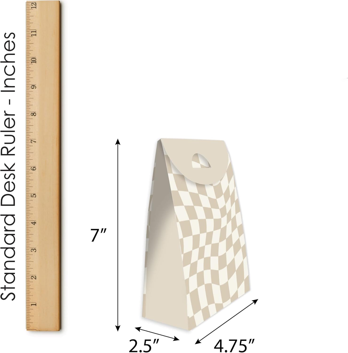 Tan Checkered Party Goodie Bags Set of 12