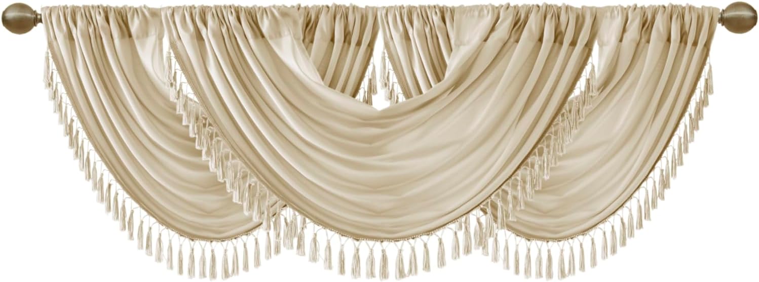 Madison Park Elena Waterfall Embellished Valance 38X46