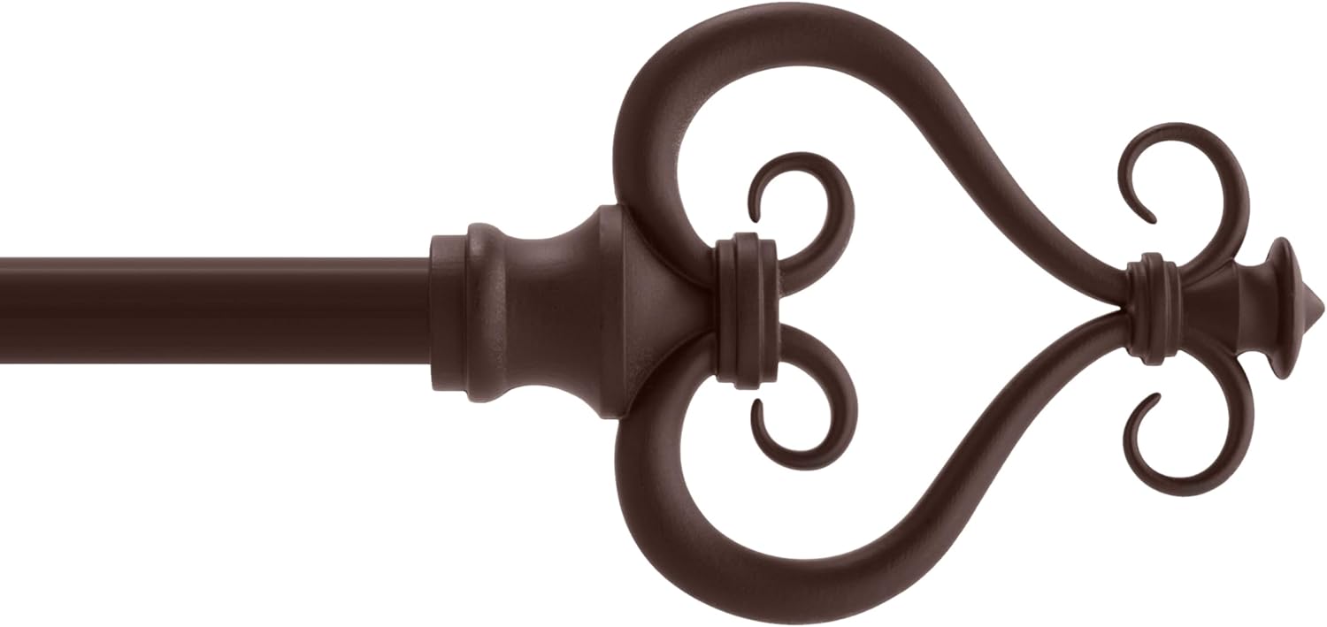 Kenney Serena Large Plastic Heart Scroll Curtain Rod Set