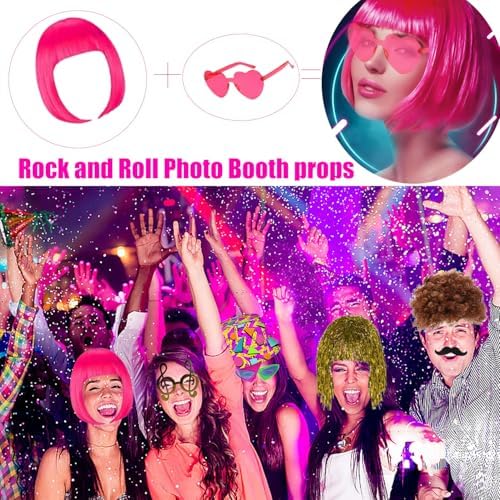 HEYTOP 50 Pcs Rock Party Photo Booth Props Set for Adults