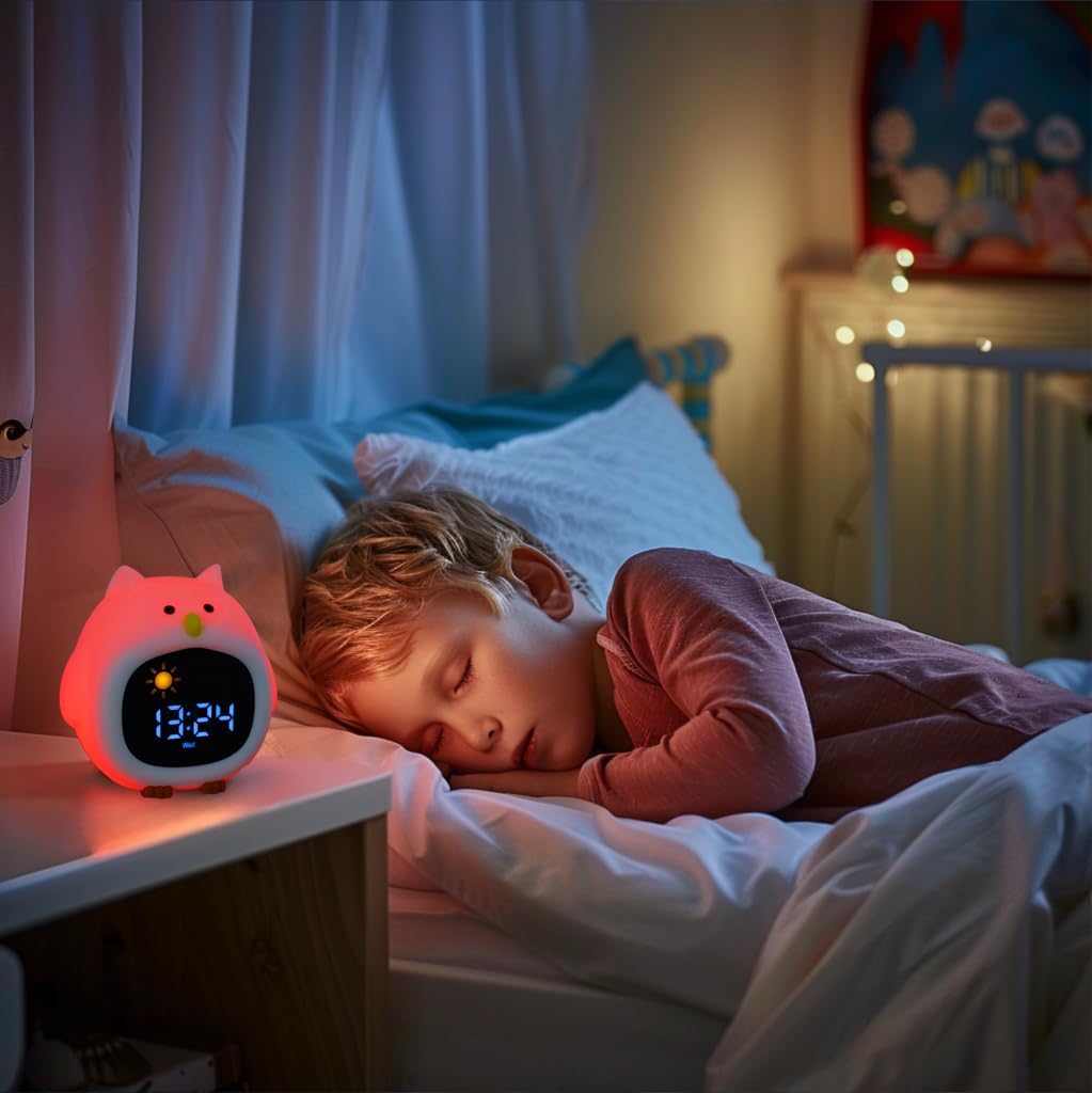 Avalynese Owl Alarm Clock with Night Light and Sound Machine