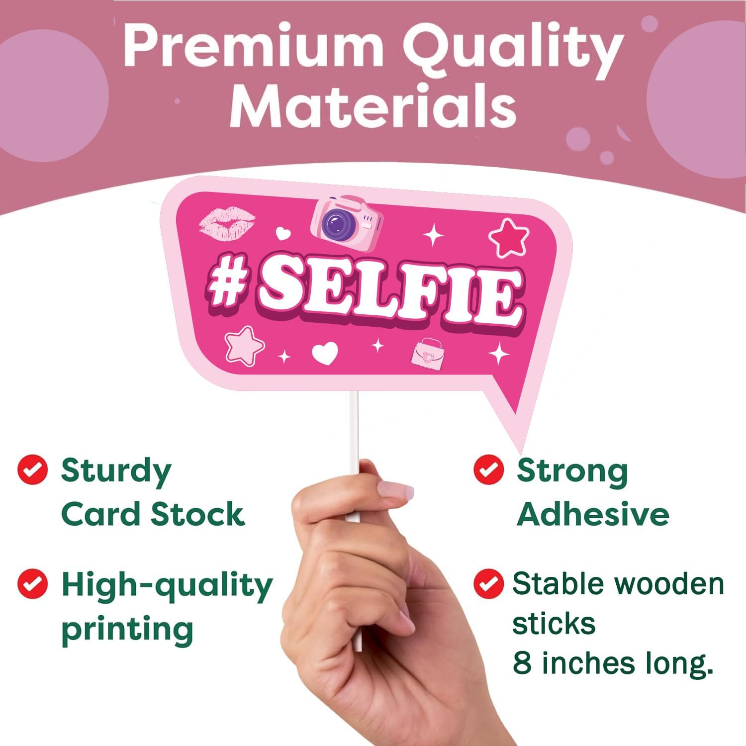 36Pcs Hot Pink Photo Booth Props for Girls Parties
