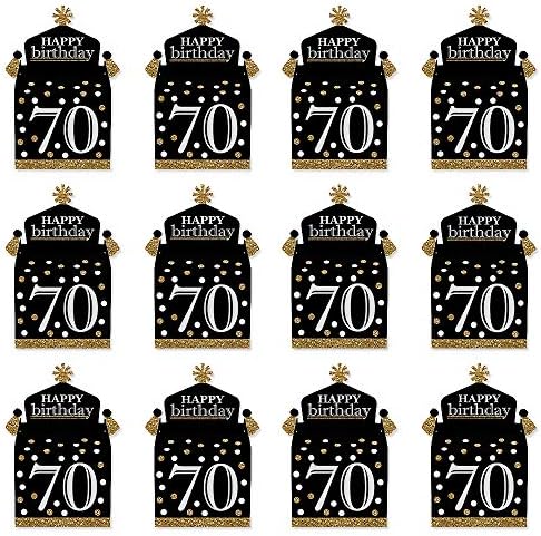 Big Dot of Happiness 70th Birthday Gold Treat Boxes Set of 12