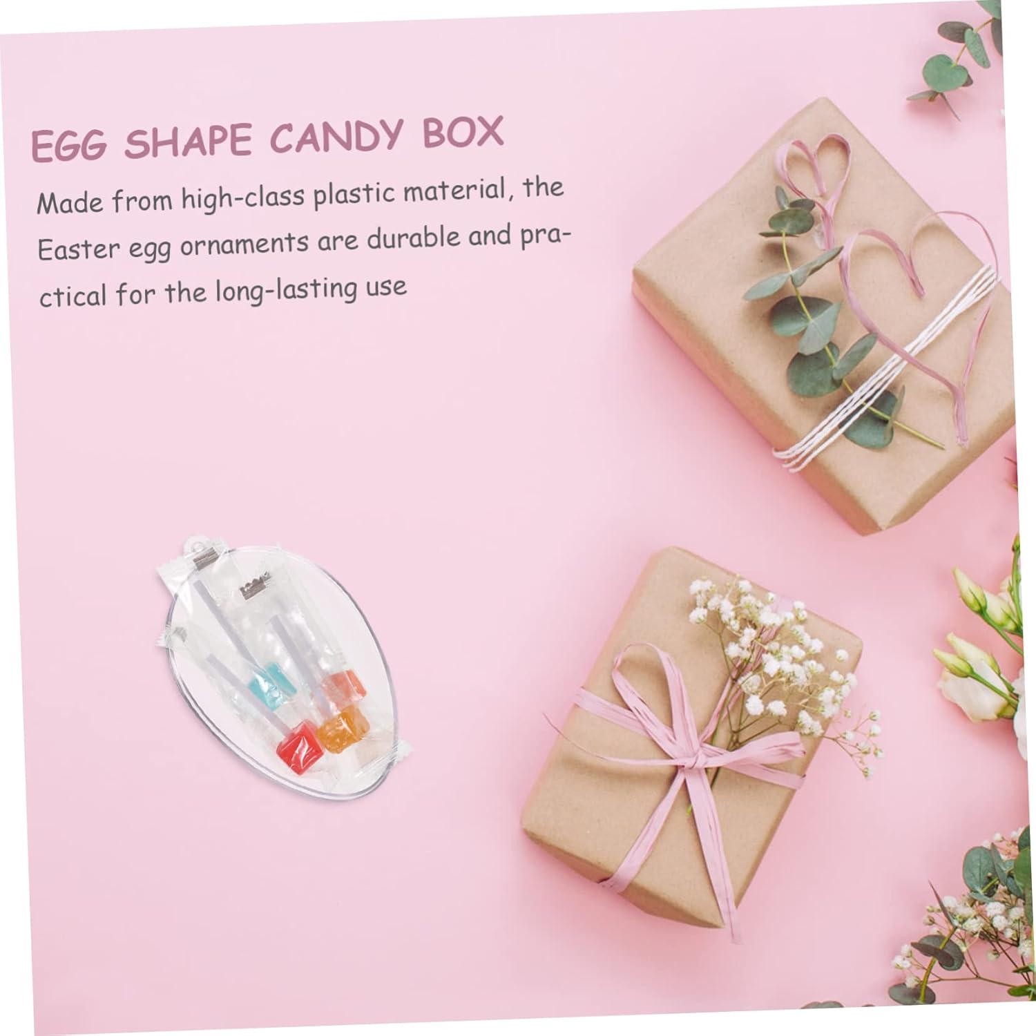 LIFKOME 6Pcs Clear Egg Shape Candy Boxes for Party Favors
