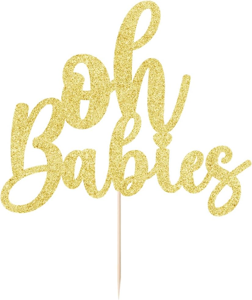 Gold Glitter Oh Babies Cake Topper for Twins