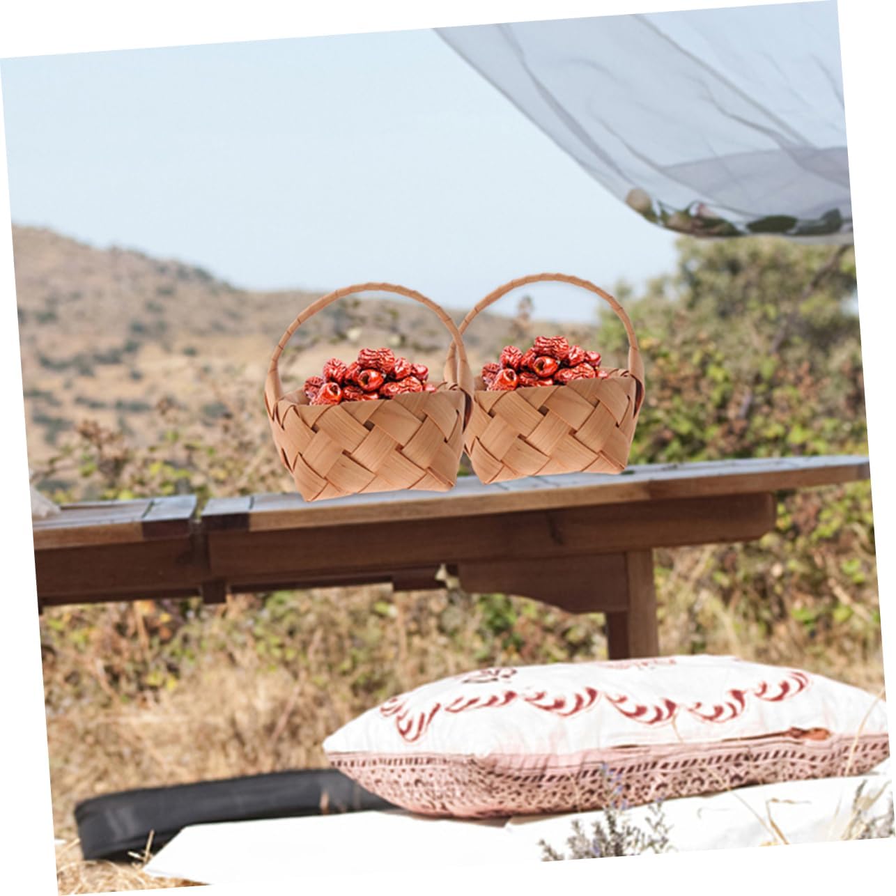 Handheld Wedding Bouquet Basket Set 4pcs Mini Wicker Rattan Baskets