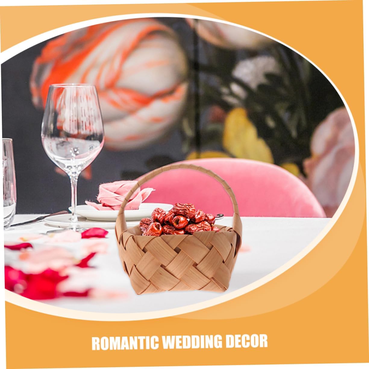 Handheld Wedding Bouquet Basket Set 4pcs Mini Wicker Rattan Baskets
