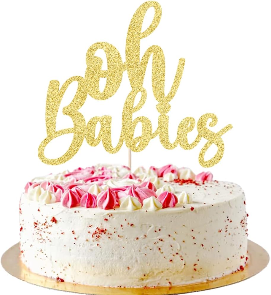 Gold Glitter Oh Babies Cake Topper for Twins