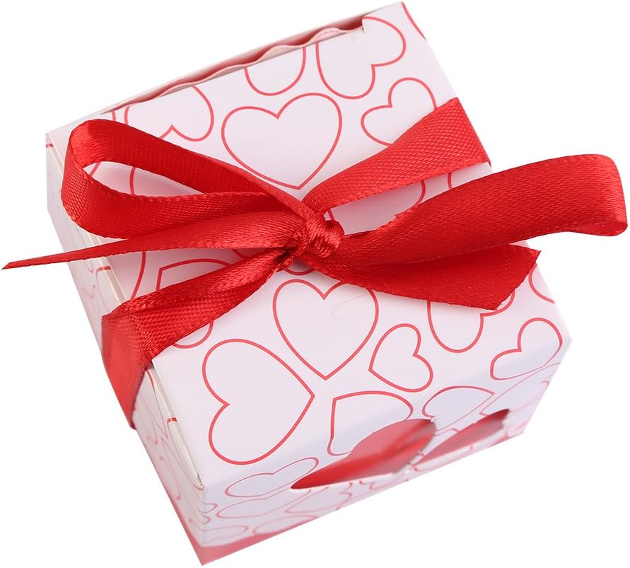 50Pcs Red Candy Boxes for Party Favors and Gifts