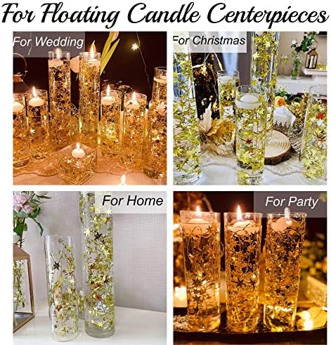 Gold Floating Candle Centerpieces Star Strings - 12 Pcs 38 Inch