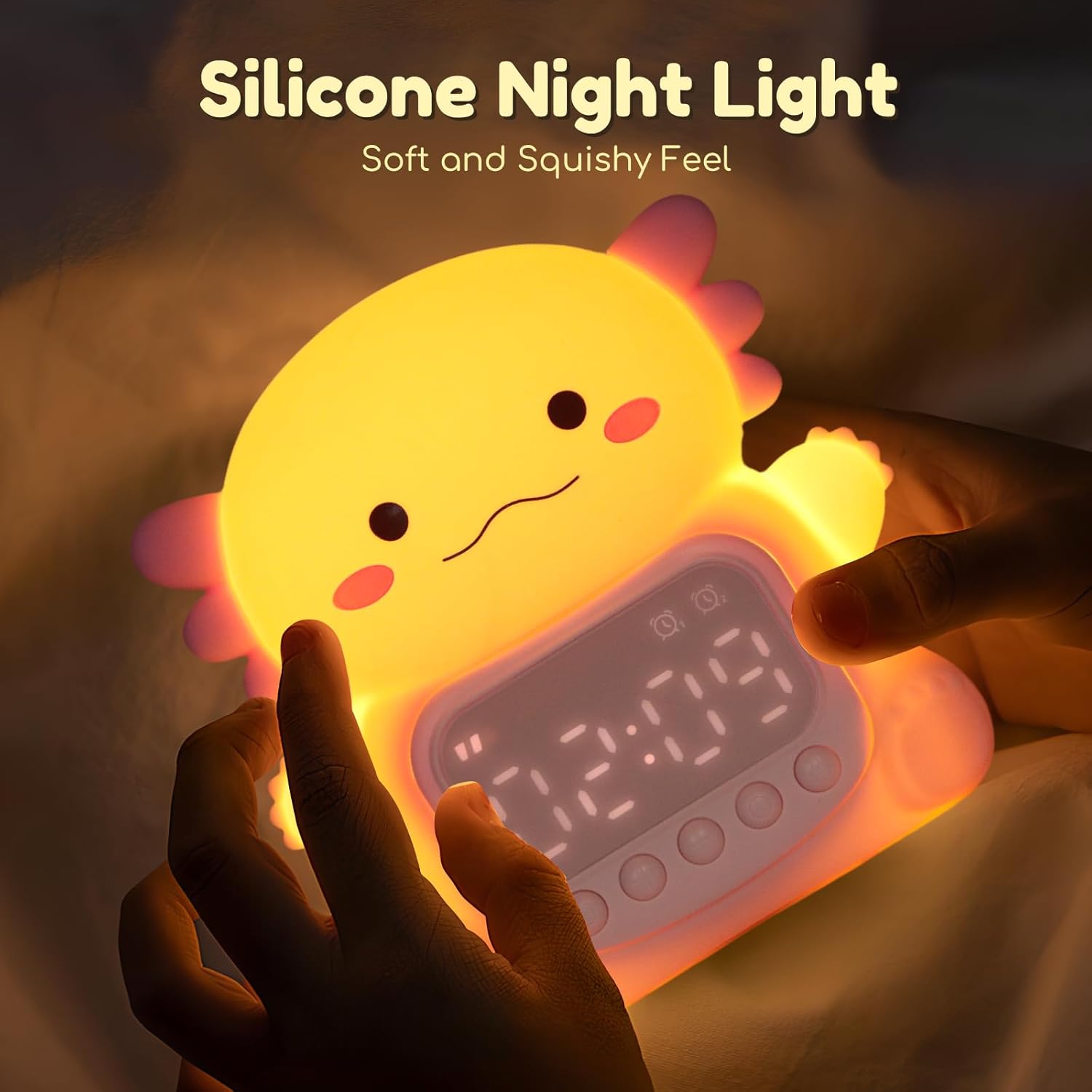 Axolotl Alarm Clock with Night Light for Kids 1