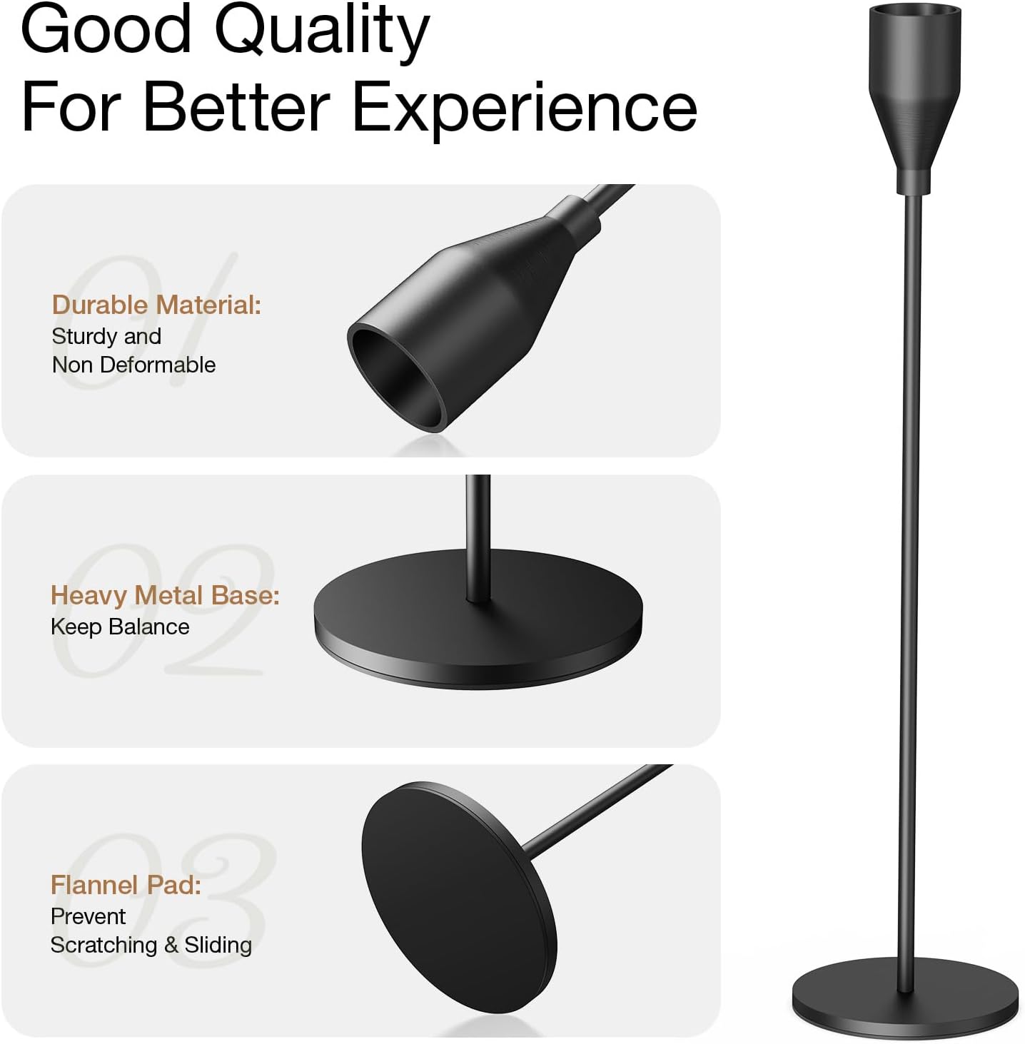 Matte Black Candlestick Holders Set of 6