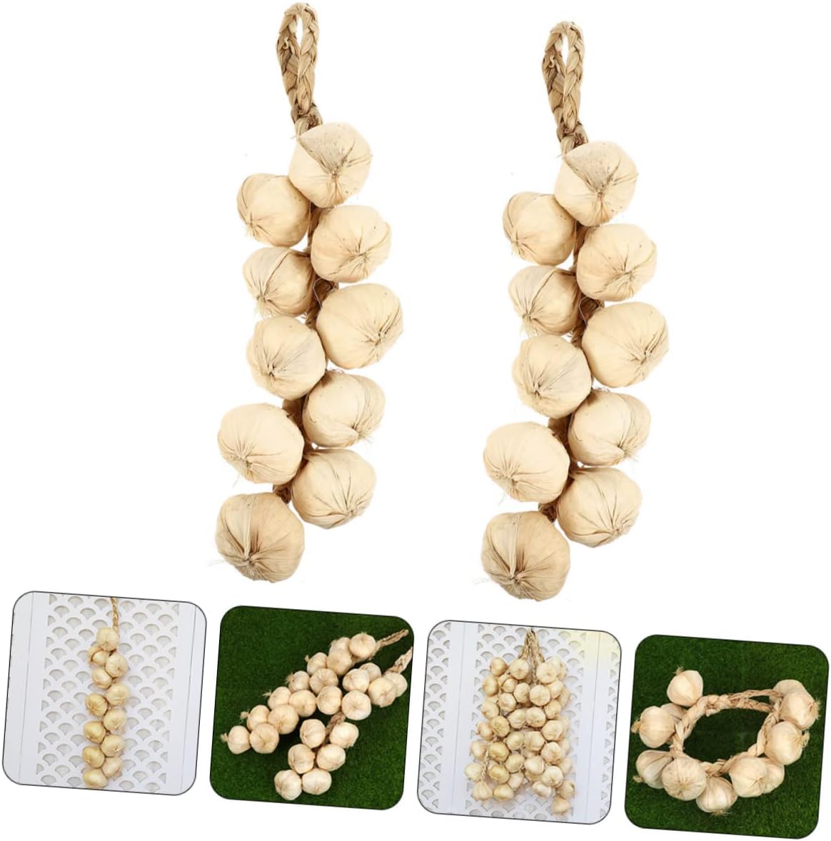 2Pcs Lifelike Garlic Strings Wall Hanging Decor