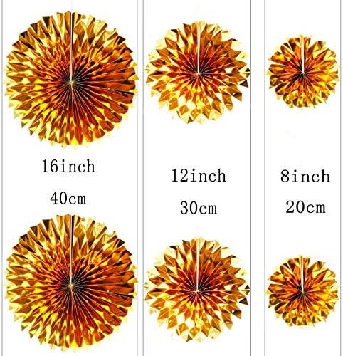 Red and Gold Hanging Paper Fans 12pc