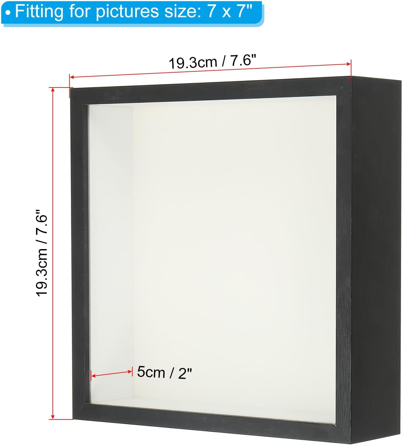PATIKIL 7x7 Shadow Box Frame for Photos and Flowers Black