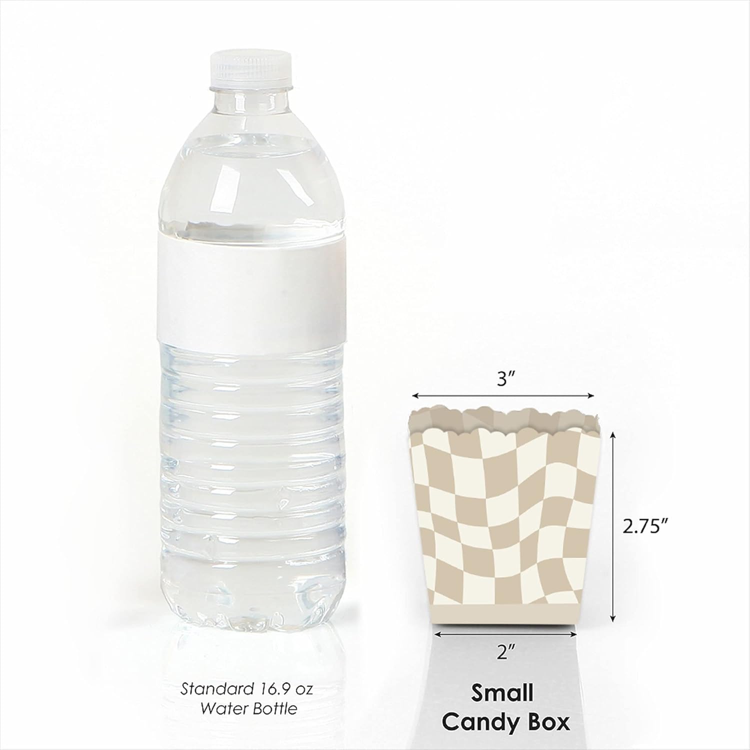 Big Dot of Happiness Tan Checkered Party Favor Boxes Set of 12