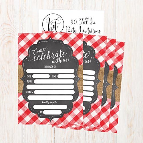 Hadley Designs 50 BBQ Party Invitations for Kids and Adults