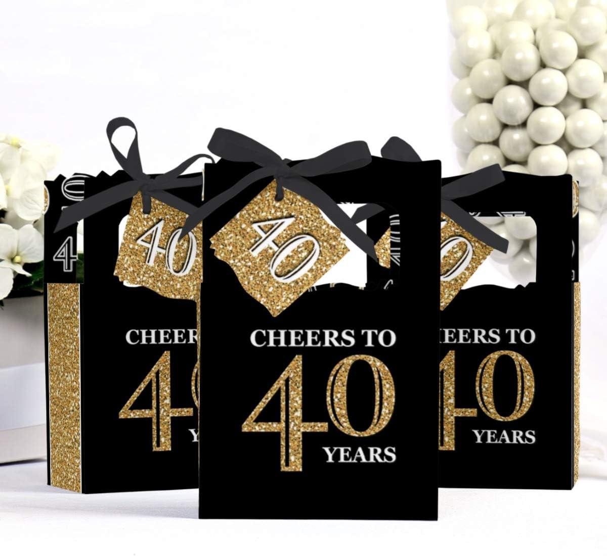 Big Dot of Happiness 40th Birthday Favor Box Set of 12