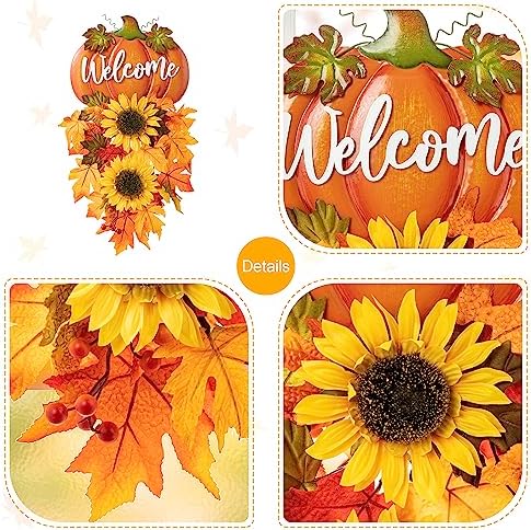 Glitzhome 225 Inch Fall Metal Pumpkin Sunflower Wall Decor
