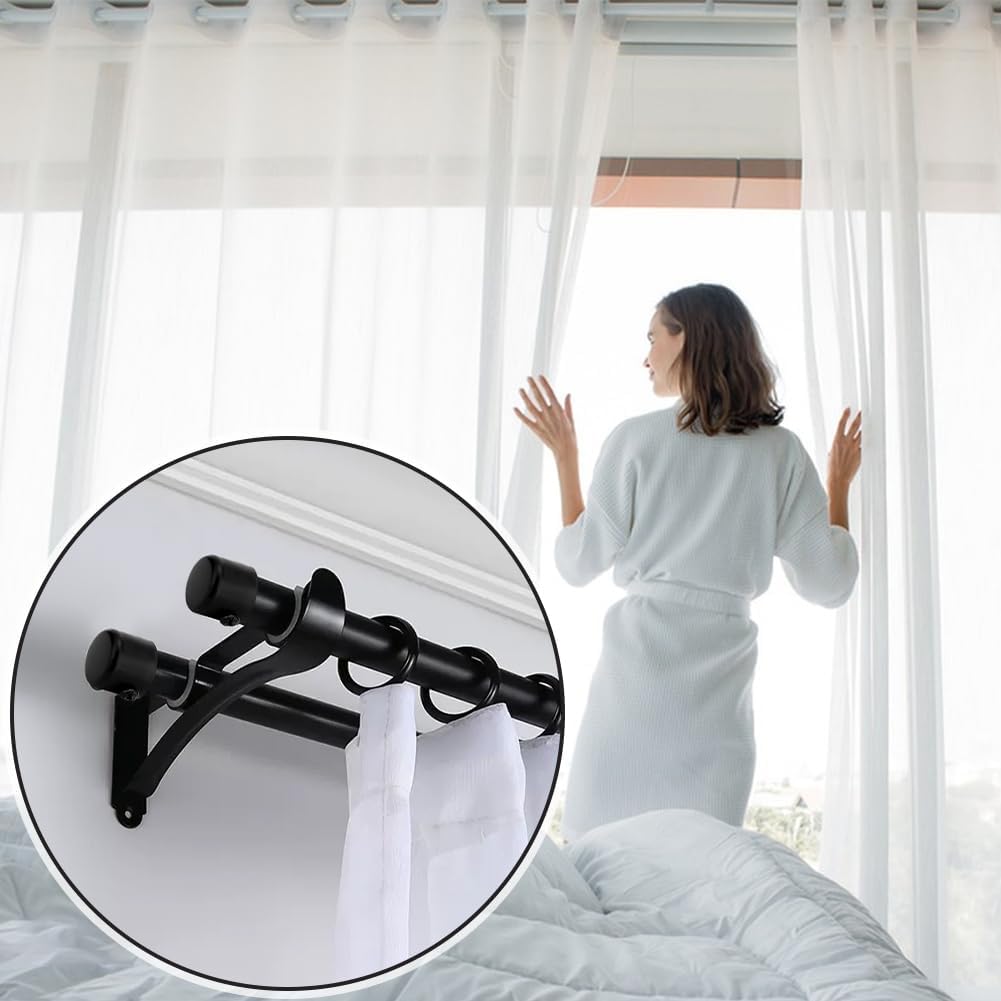 AHANDMAKER 4 Piece Curtain Rod End Caps Black