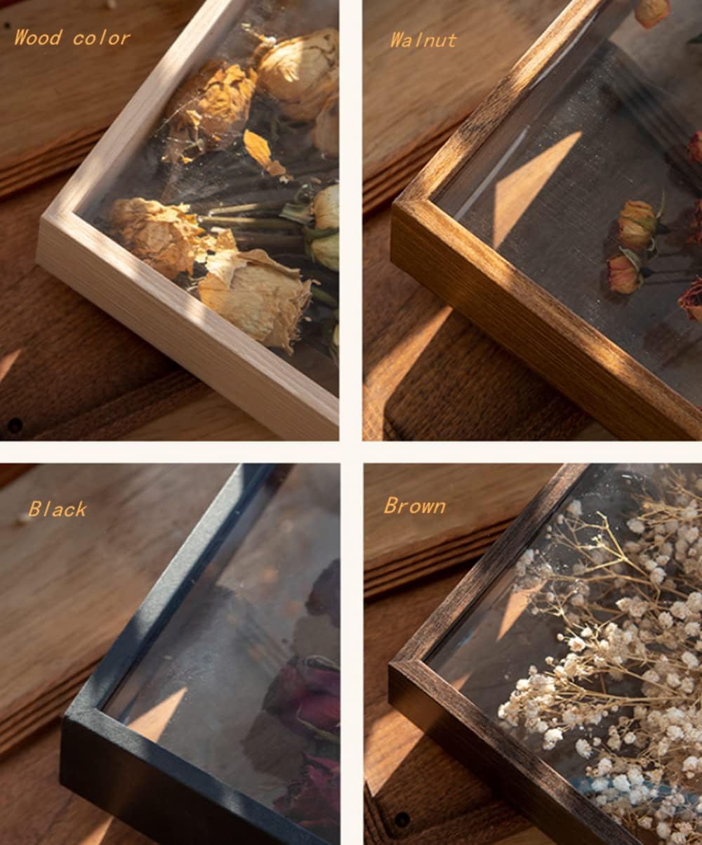 JOSON Wooden Dried Flower Floating Photo Frame - 8x12 Black