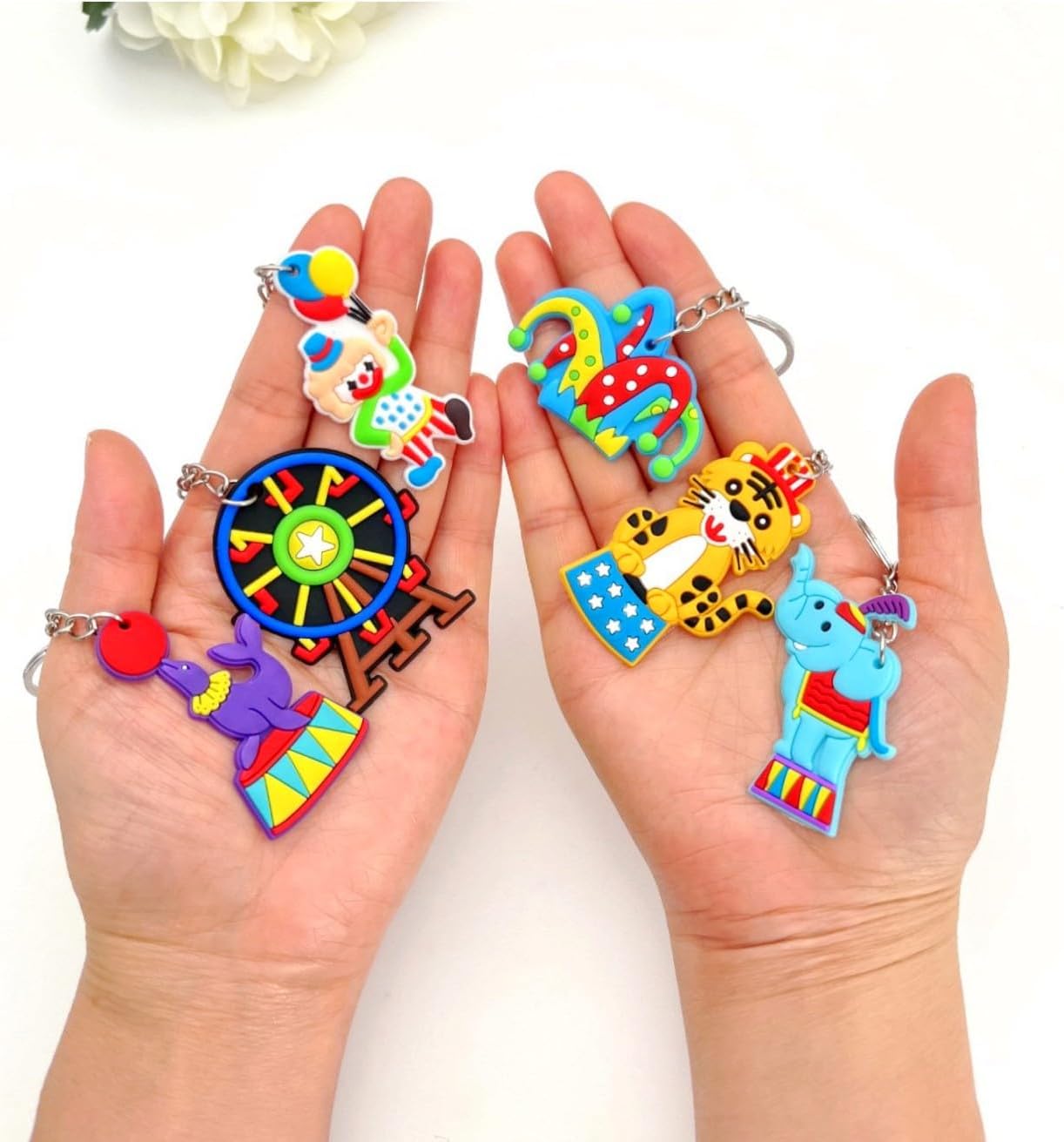 JZK 30 Pack Carnival Circus Keychain Set for Kids