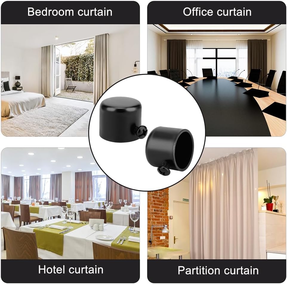AHANDMAKER 4 Piece Curtain Rod End Caps Black