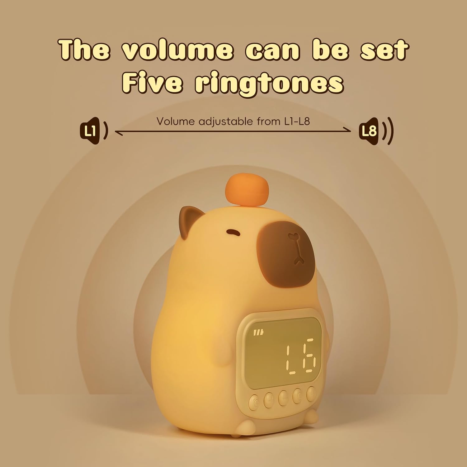 Capybara Alarm Clock with Night Light for Kids