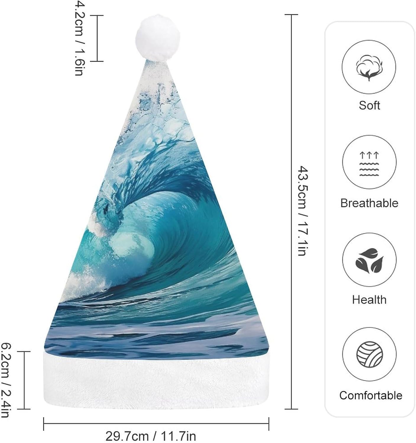 Santa Hat Sea Wave Christmas Party Headwear