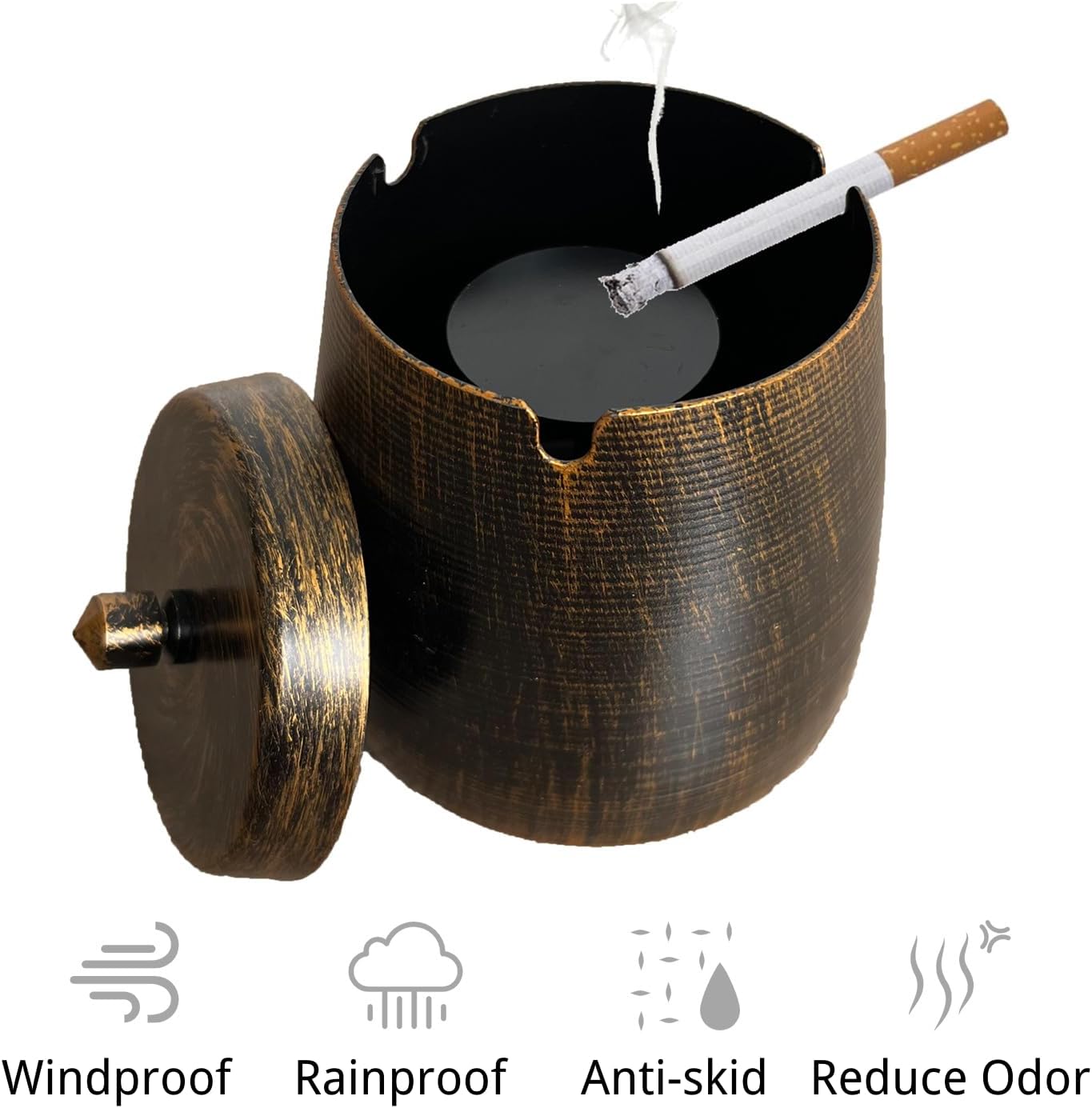 Wusifie Large Outdoor Ash Tray with Lid