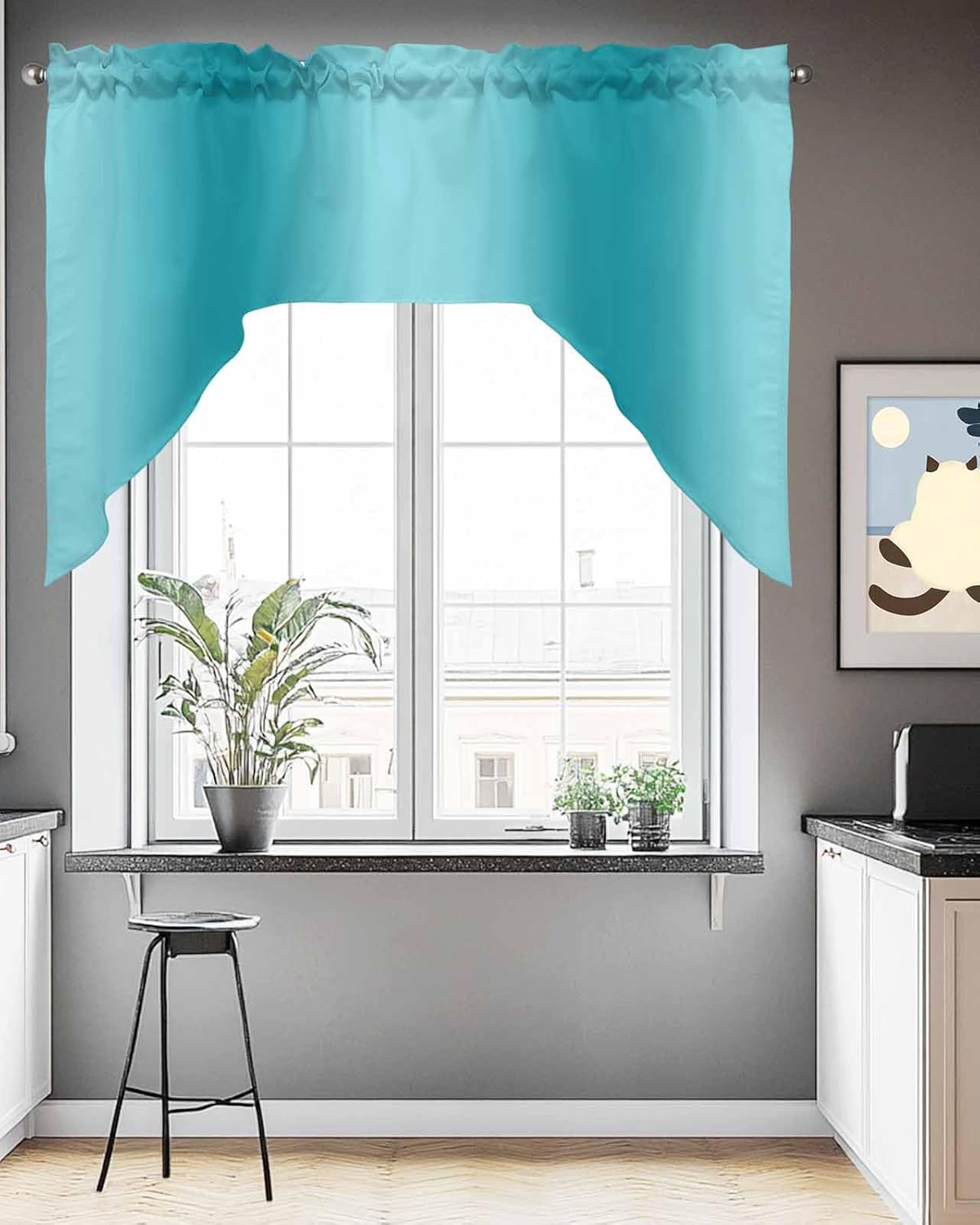 Teal Ombre Swag Valance Curtains 56x36