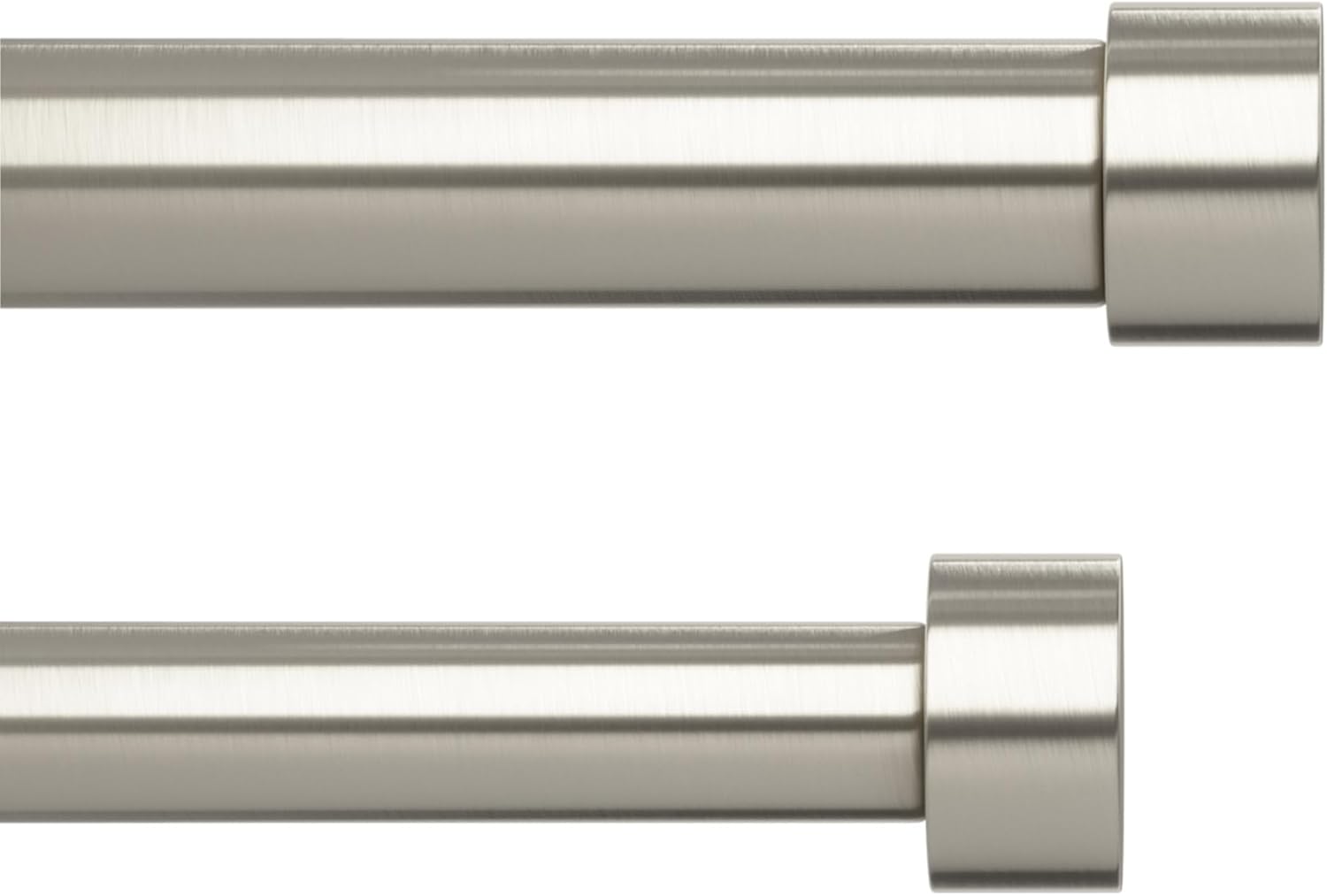 Umbra Cappa Double Curtain Rod with Finials and Hardware 66-120 Inch Nickel