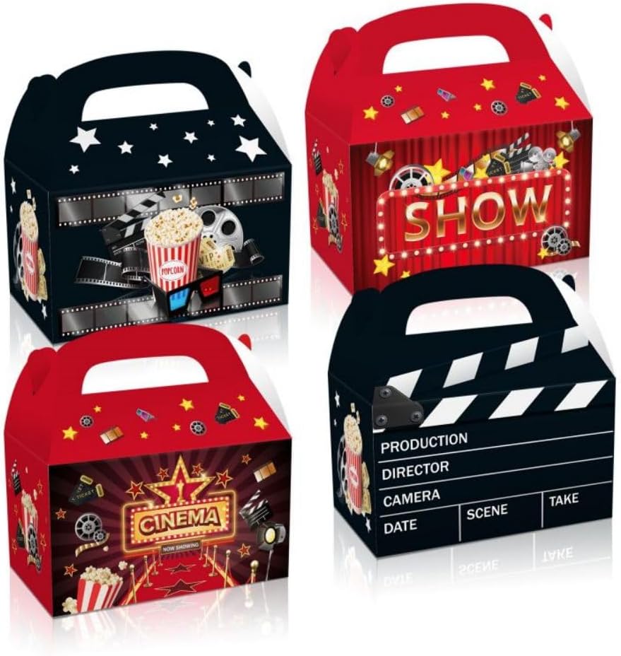 12Pcs Movie Theme Party Decor Boxes with Glitter