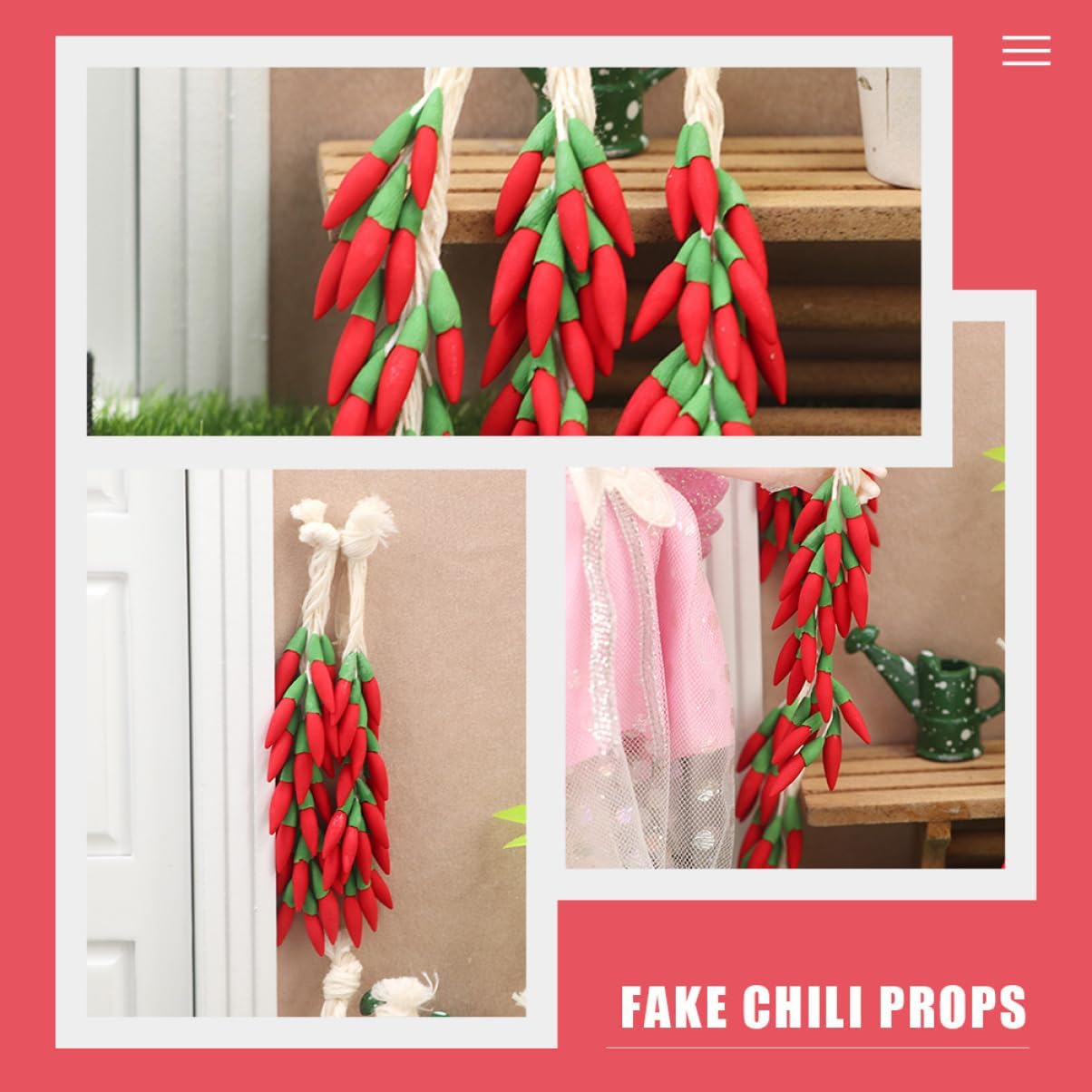 GLEAVI 5 Strings Lifelike Chili Props for Home Decor