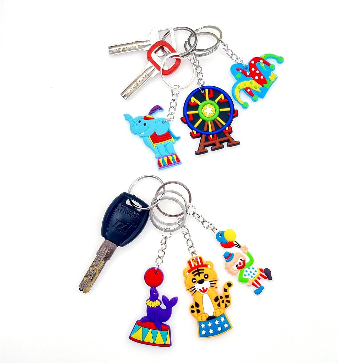 JZK 30 Pack Carnival Circus Keychain Set for Kids
