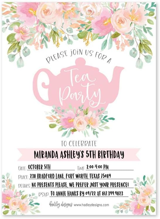Hadley Designs 25 Tea Party Invitations for Girls