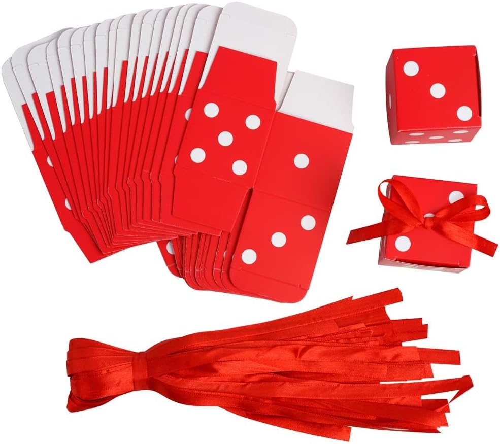 AWELL Red Dice Favor Box Set of 50 2x2x2 Inches Cube Shape