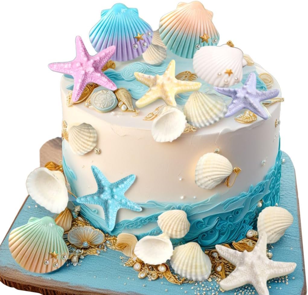 JeVenis Sea Shells Cake Decor for Ocean Theme Party