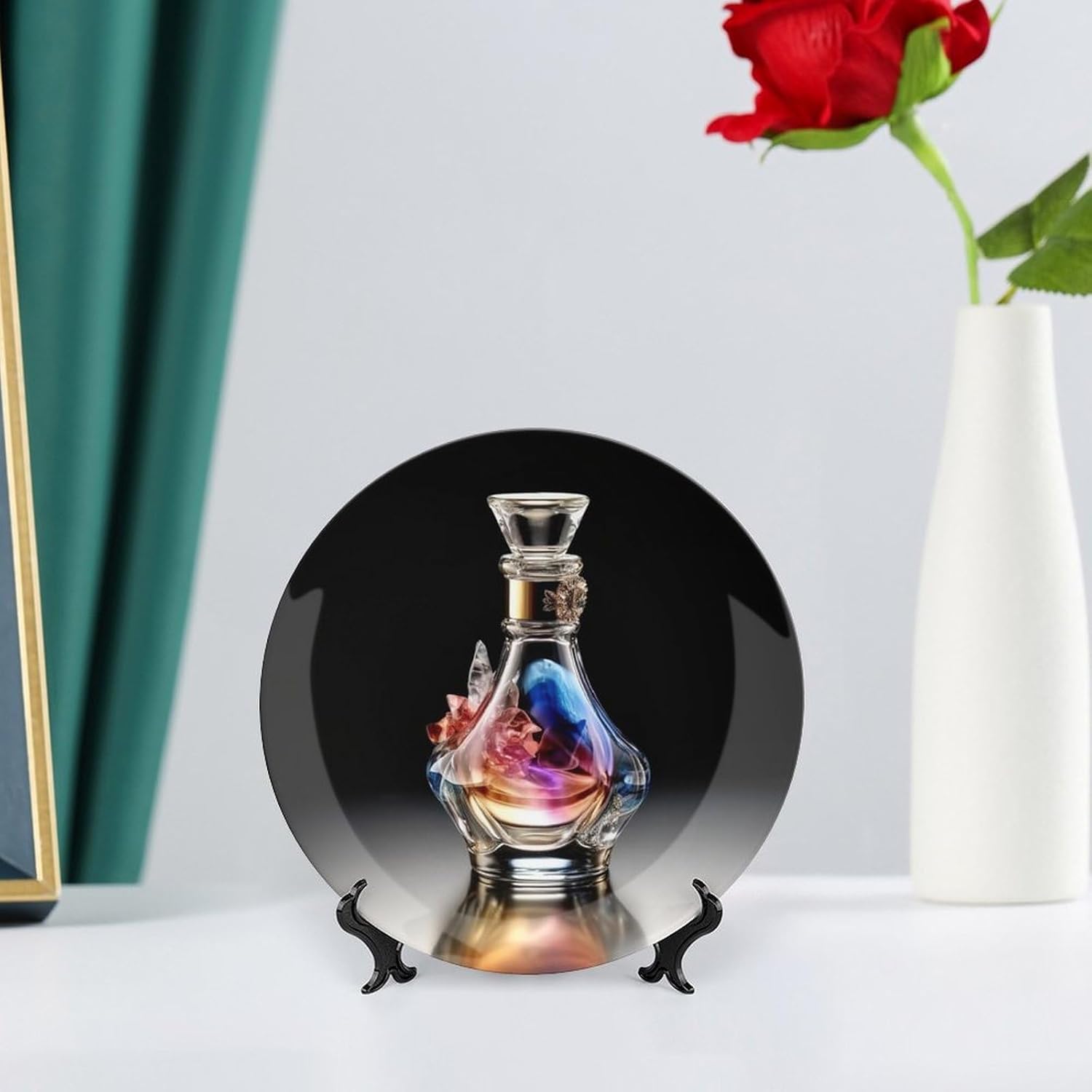 Bohemian Style Ceramic Plate with Stand 6 Inch
