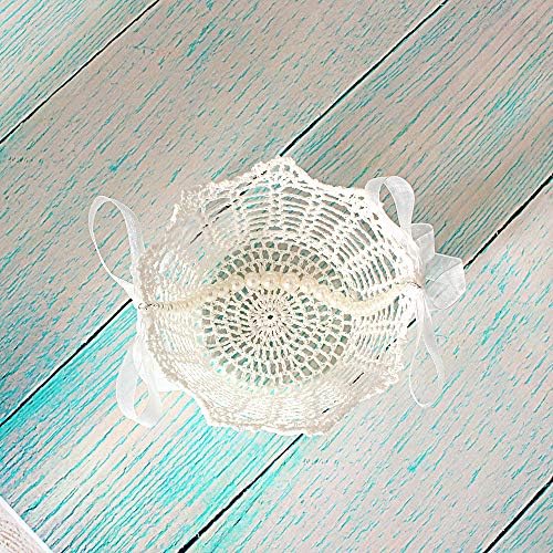 Lapuda Ivory Flower Girl Basket with Tulle and Pearls