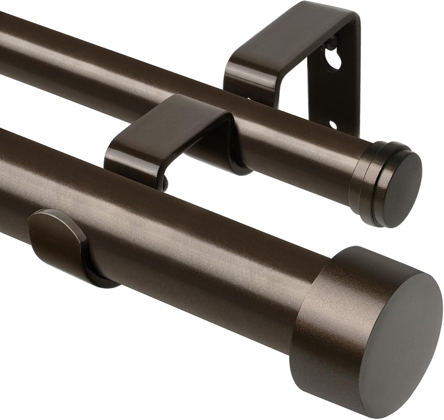 KAMANINA 1 Inch Double Curtain Rods 66-120 Inches Heavy Duty Bronze