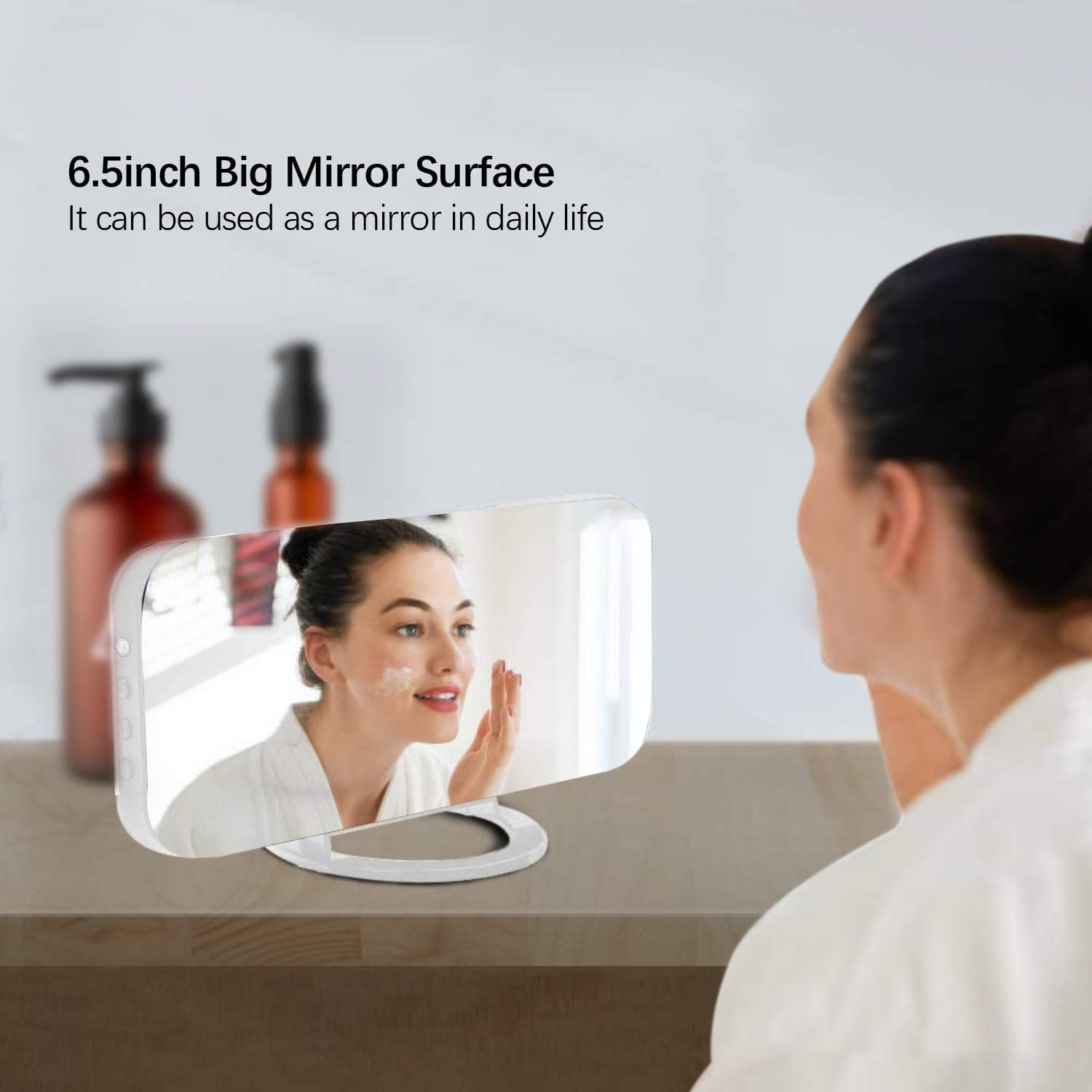Miowachi White Digital Alarm Clock with LED Mirror