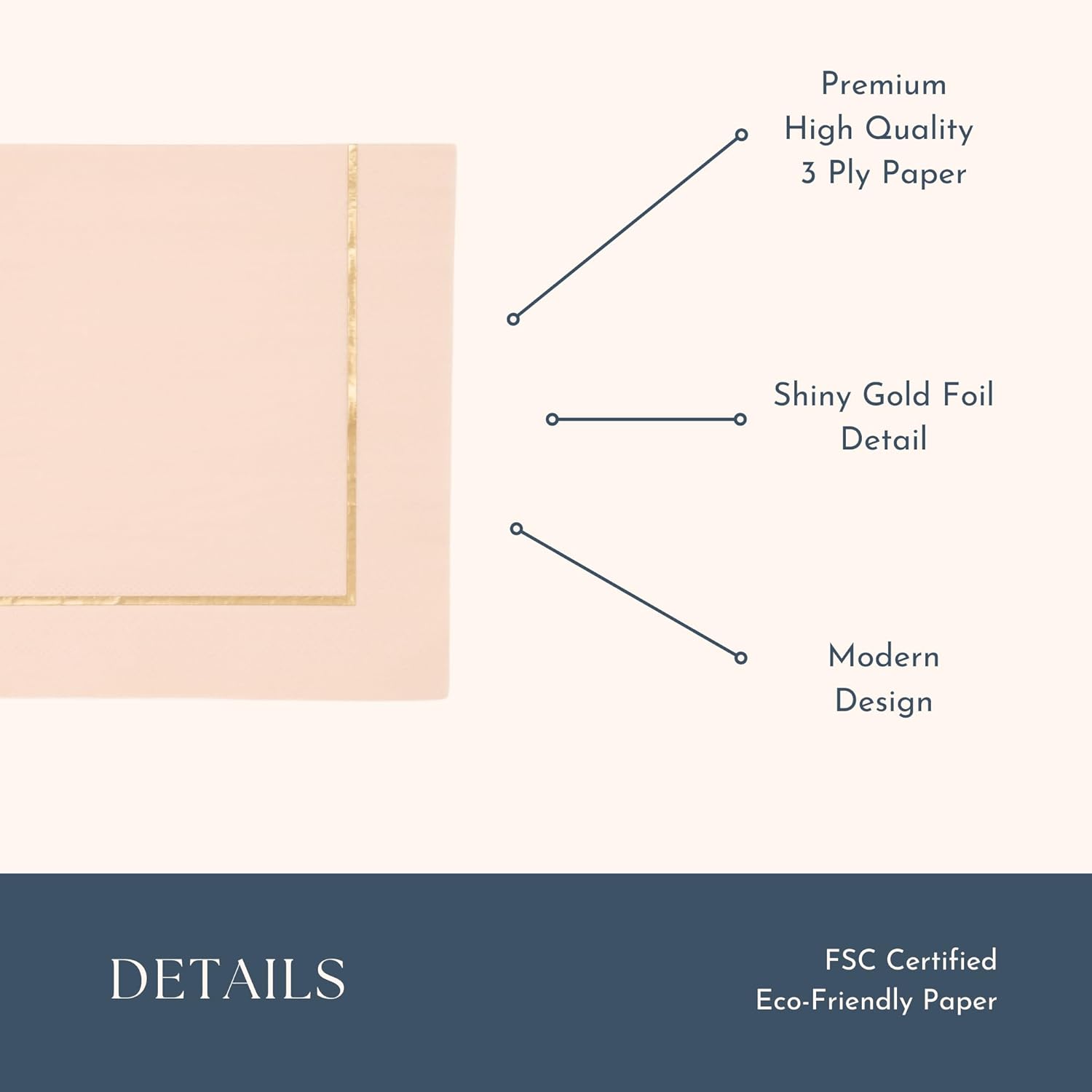Bonjour Fete Light Peach Premium Large Napkins