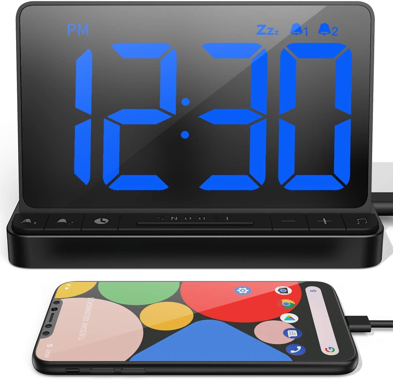 NOKLEAD Digital Alarm Clock with 2 Alarms and Snooze