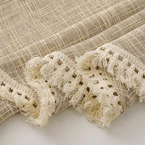 Beda Home Tassel Linen Textured Swag Valance - Farmhouse Style 36x63 Inch 1 Pair