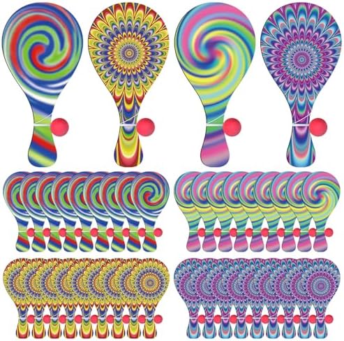 VioraWhite 36 Pcs Psychedelic Paddle Ball Set