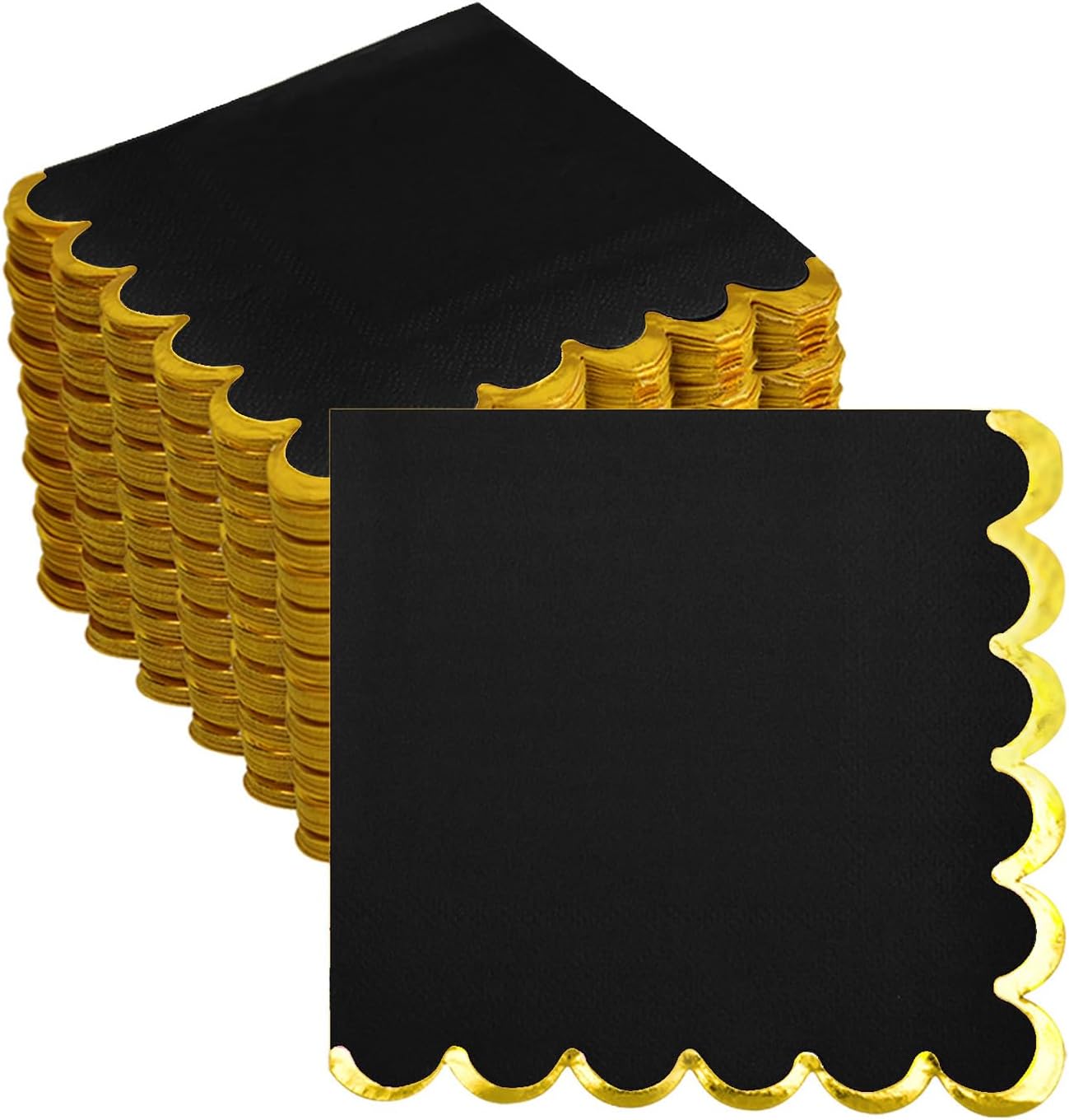 200 Pack Black Gold Foil Cocktail Napkins for Themed Events