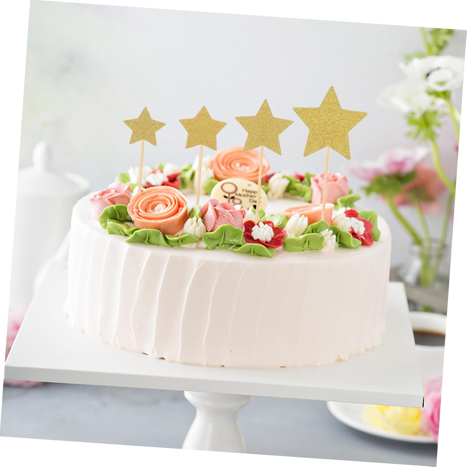 Cabilock Star Cupcake Toppers Glitter Decorations